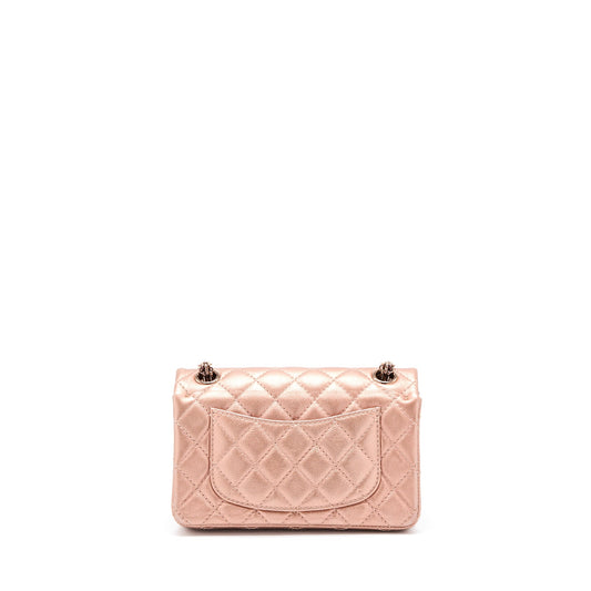 Chanel Mini 2.55 Reissue Flap Bag Calfskin Metallic Pink Brushed Gold (Microchip)