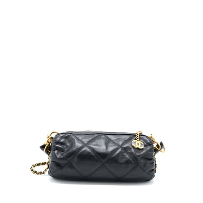 Chanel Mini Bowling Bag with Chain Lambskin Black Brushed  (Microchip)