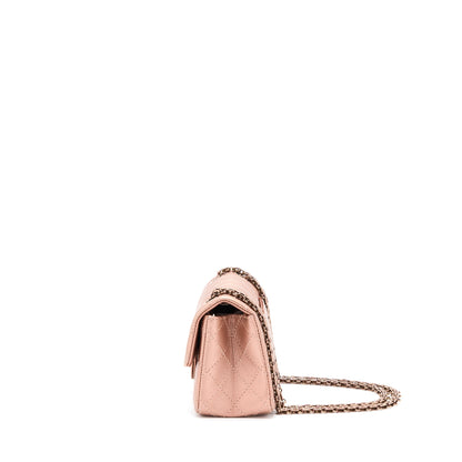 Chanel Mini 2.55 Reissue Flap Bag Calfskin Metallic Pink Brushed Gold (Microchip)