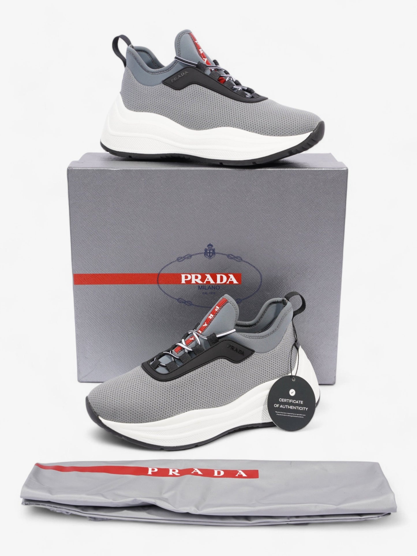Prada Womens Neoprene Grey / White / Black EU 35 / UK 2