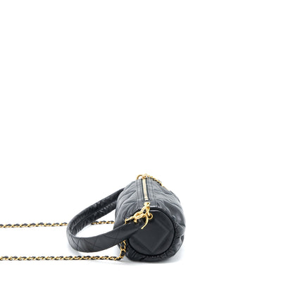 Chanel Mini Bowling Bag with Chain Lambskin Black Brushed  (Microchip)