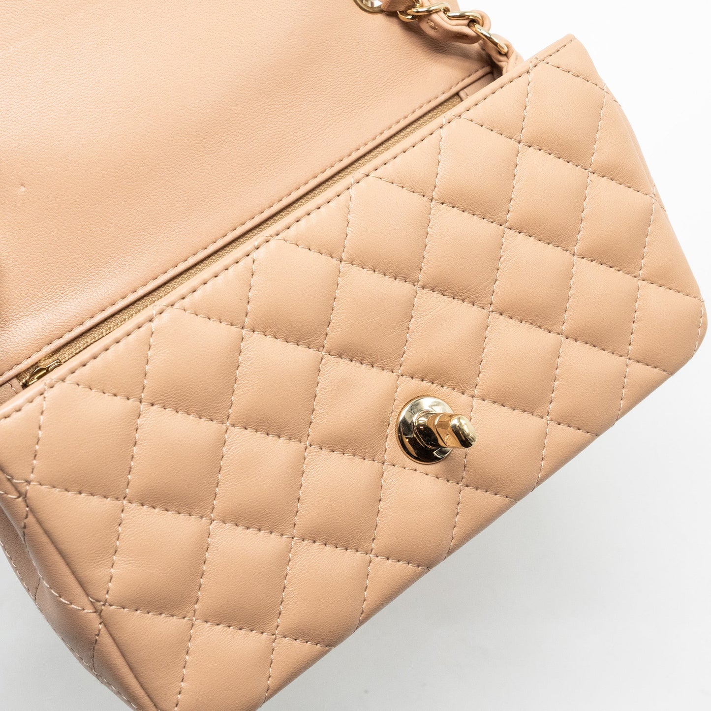 Chanel Mini Rectangular Flap Bag Lambskin Light Beige L (microchip)