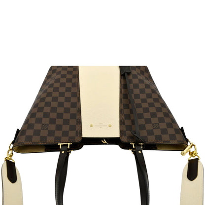 LOUIS VUITTON Jersey Damier Ebene Tote Shoulder Bag Creme