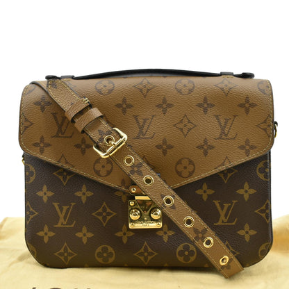 LOUIS VUITTON Metis Pochette Reverse Monogram Canvas Crossbody Bag Brown
