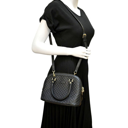 GUCCI Mini Dome Leather Crossbody Bag Black 449654