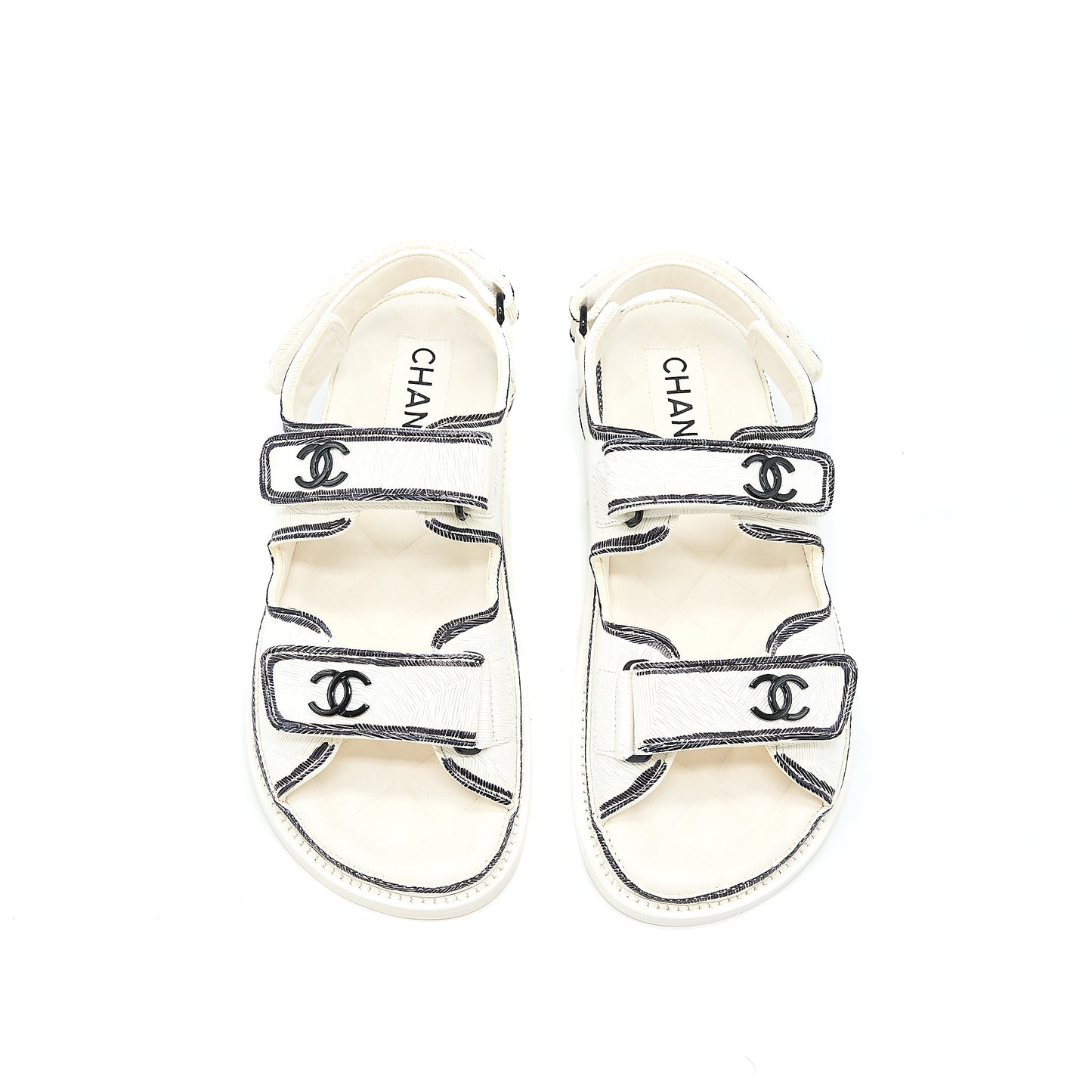 Chanel Size 37 Dad Sandals Black/White
