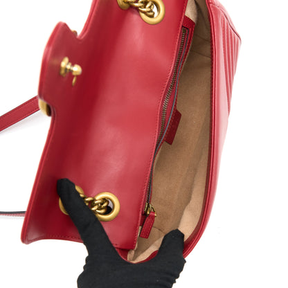 Gucci Small GG Marmont Matelasse Shoulder Bag Calfskin Red