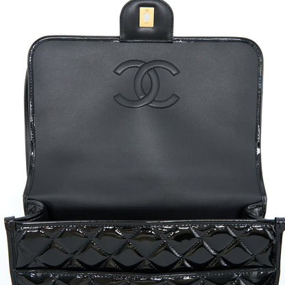 Chanel 22K Large Backpack Patent Black Brushed  (Microchip)