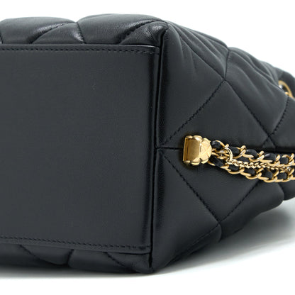 Chanel Drawstring Bucket Bag Lambskin Black  (Microchip)