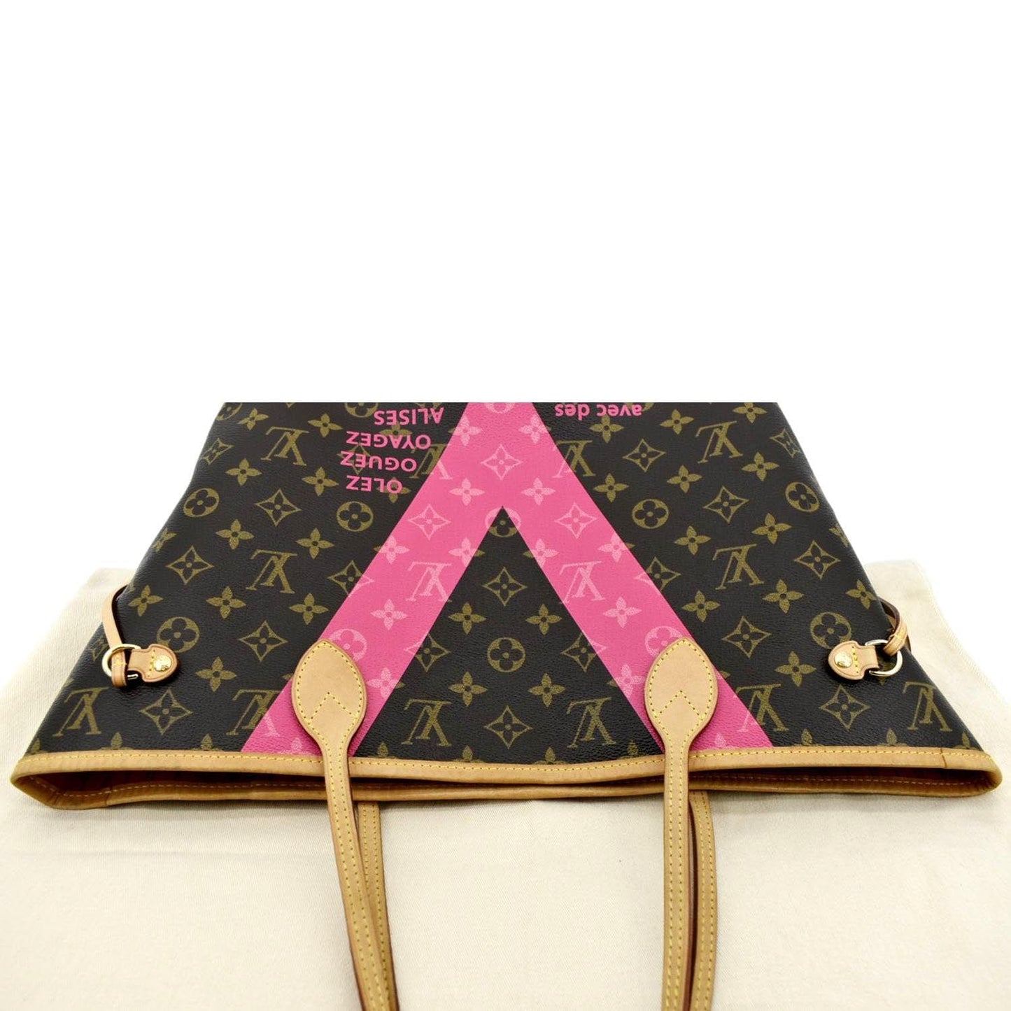 LOUIS VUITTON Neverfull MM V Grenade Monogram Canvas Tote Shoulder Bag Brown
