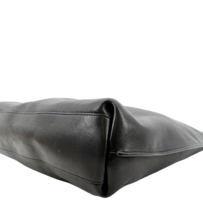 YVES SAINT LAURENT Tag Calfskin Leather Hobo Bag Black