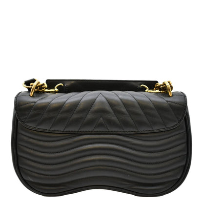 LOUIS VUITTON New Wave Chain MM Calfskin Leather Shoulder Bag Black