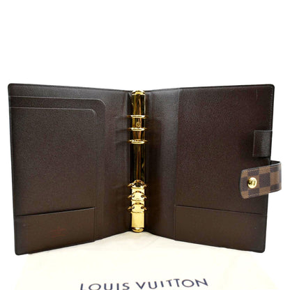LOUIS VUITTON Ring Agenda Cover Large Damier Ebene Cover Brown