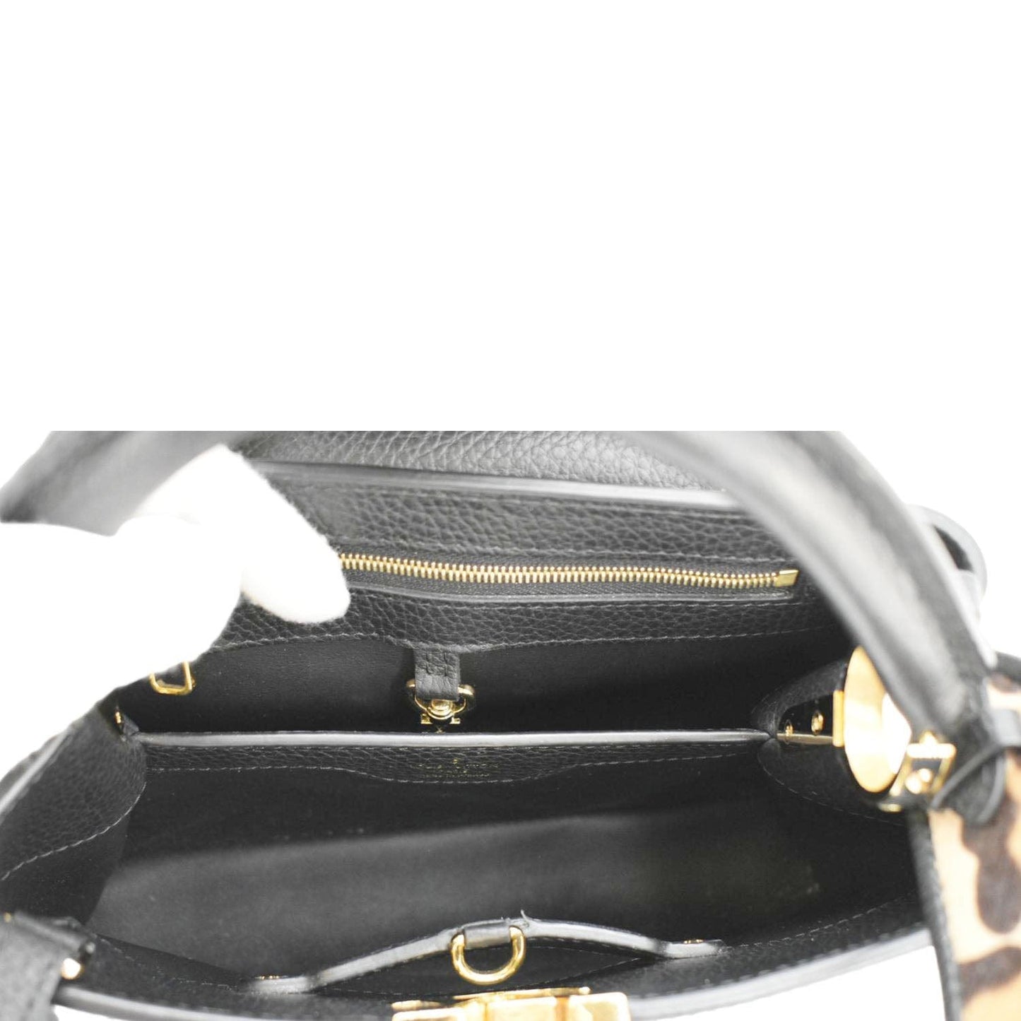 LOUIS VUITTON Capucines BB Leopard Taurillon Leather Shoulder Bag Black