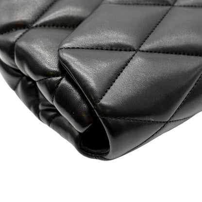 YVES SAINT LAURENT Sade Large Quilted Leather Clutch Bag Black