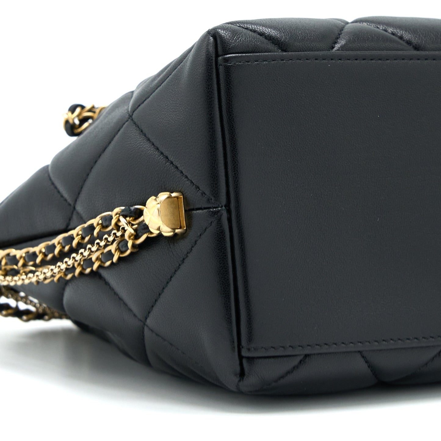 Chanel Drawstring Bucket Bag Lambskin Black  (Microchip)