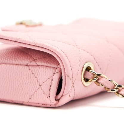 Chanel 22P Mini Flap Belt Bag/Card Holder Caviar Light Pink L