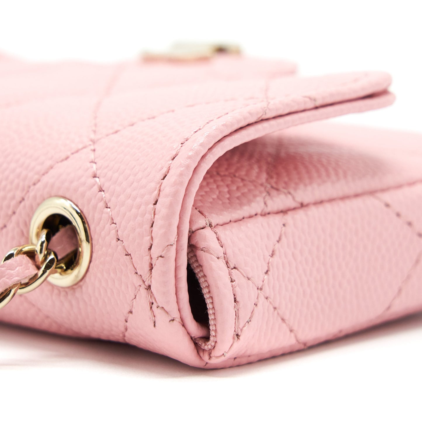 Chanel 22P Mini Flap Belt Bag/Card Holder Caviar Light Pink L