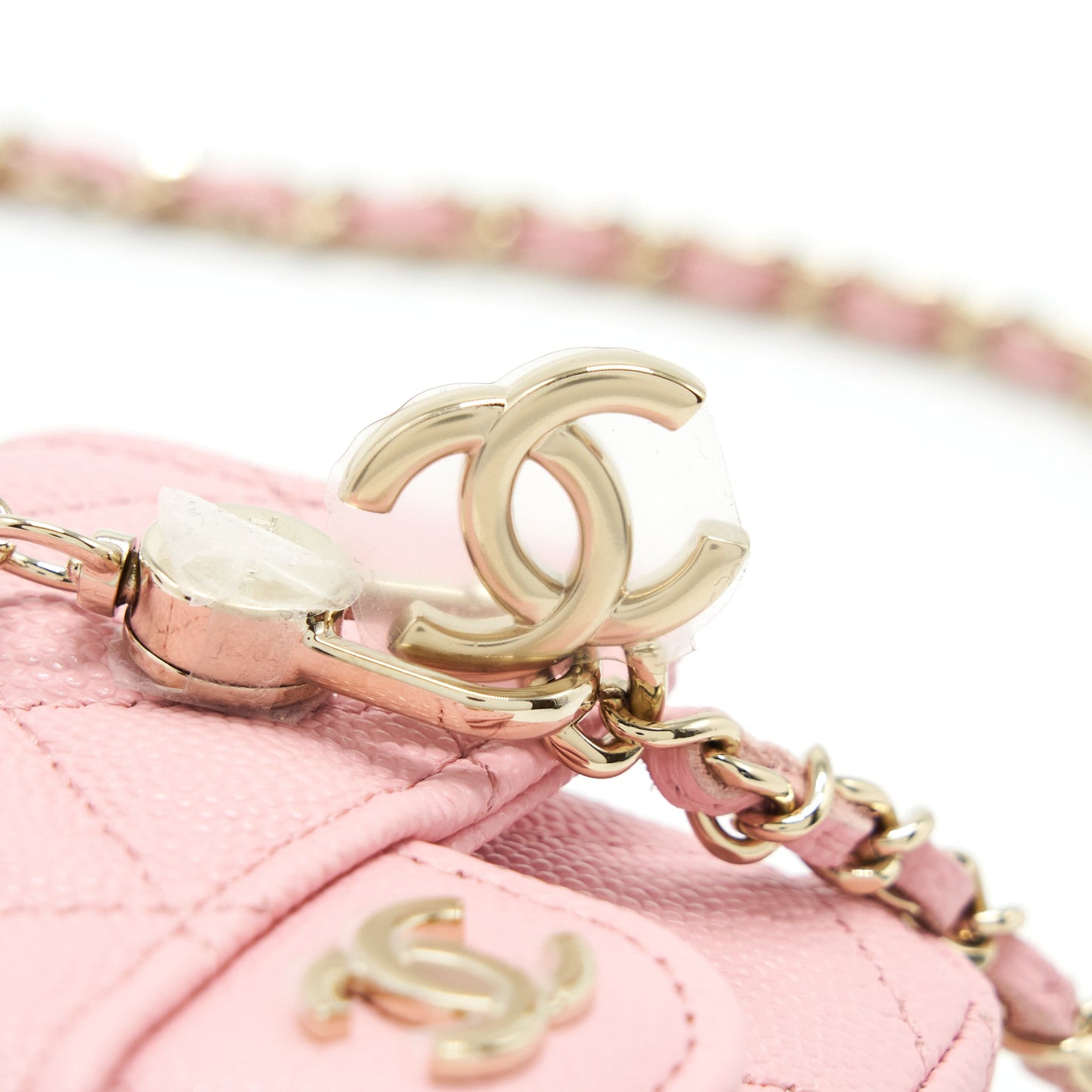 Chanel 22P Mini Flap Belt Bag/Card Holder Caviar Light Pink L