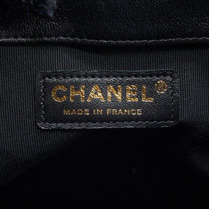 Chanel Drawstring Bucket Bag Lambskin Black  (Microchip)