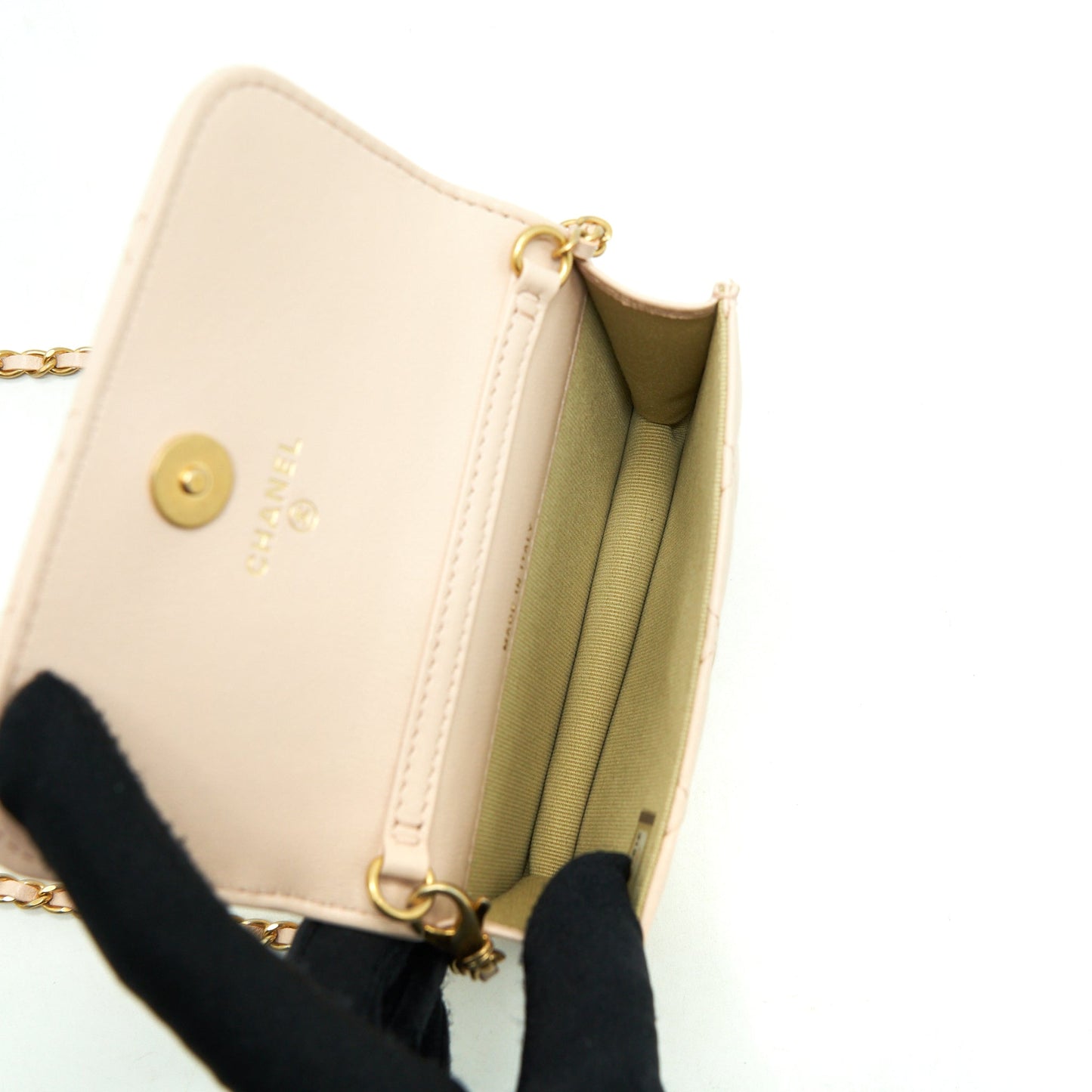 Chanel Pearl Crush Mini Flap Belt Bag Lambskin Light Pink