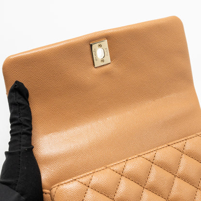 Chanel 21P Small Coco Handle Caviar Caramel L