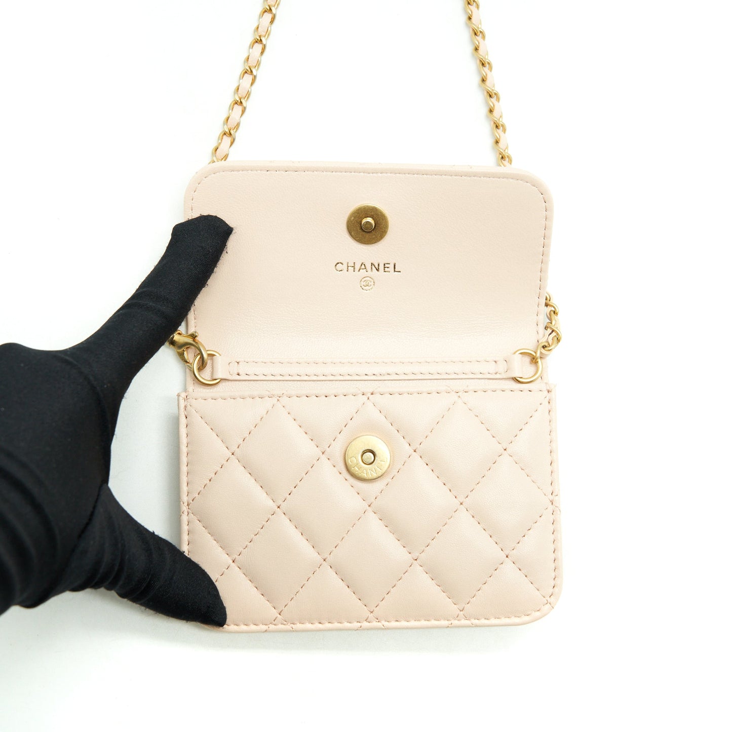 Chanel Pearl Crush Mini Flap Belt Bag Lambskin Light Pink