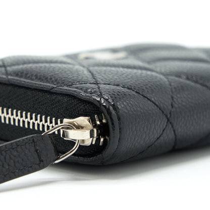 Chanel Mini Zippy Card Holder With Chain Caviar Black