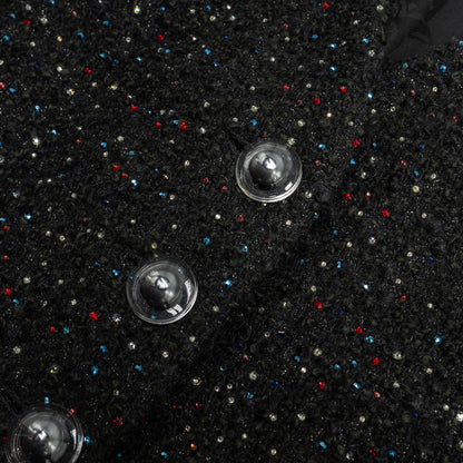 Chanel Size 38 Shining Crystal Tweed Dress Coat Wool/Acrylic Black/Multicolour