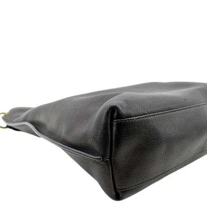 YVES SAINT LAURENT Tag Calfskin Leather Hobo Bag Black