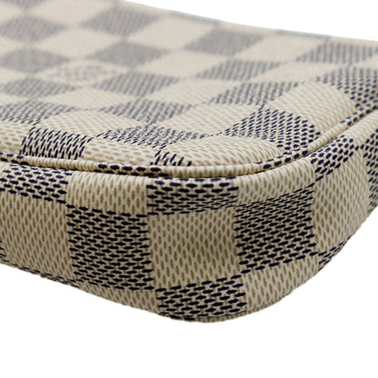 LOUIS VUITTON Mini Pochette Damier Azur Accessoires Pouch White