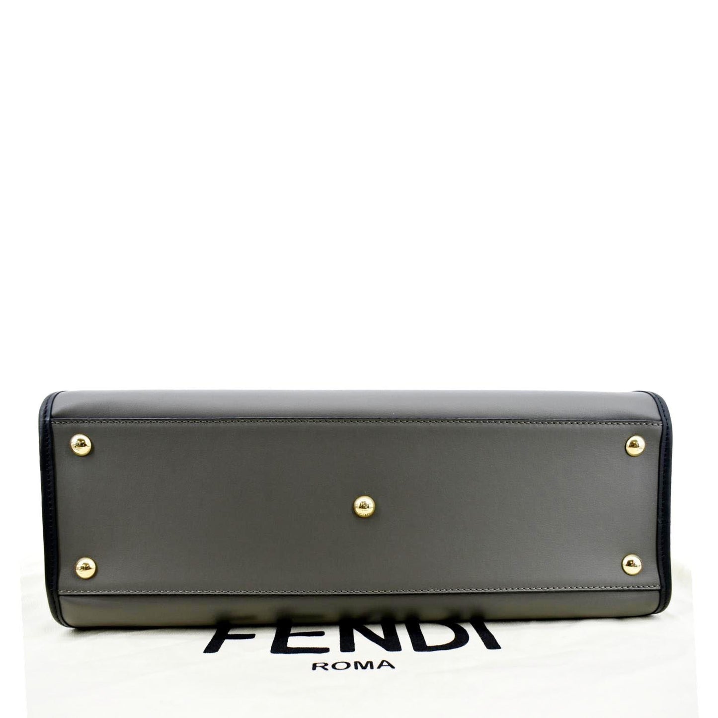 FENDI Runway Shopper Leather Tote Shoulder Bag Grey