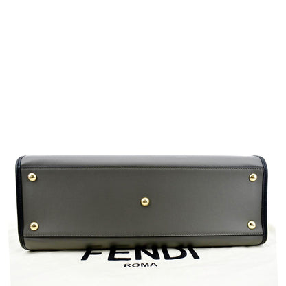 FENDI Runway Shopper Leather Tote Shoulder Bag Grey