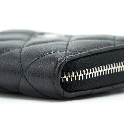 Chanel Mini Zippy Card Holder With Chain Caviar Black