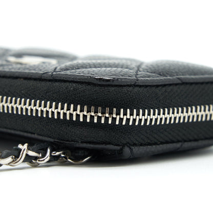 Chanel Mini Zippy Card Holder With Chain Caviar Black