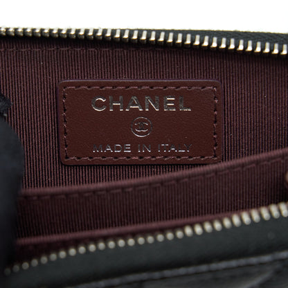 Chanel Mini Zippy Card Holder With Chain Caviar Black