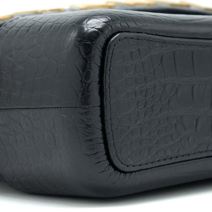 Chanel Large Gabrielle Hobo Bag Croc Embossed Calfskin With Logo Strap Black Multicoloured Hardware