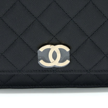 Chanel 23C Giant CC Logo Wallet on Chain Caviar Black L (Microchip)