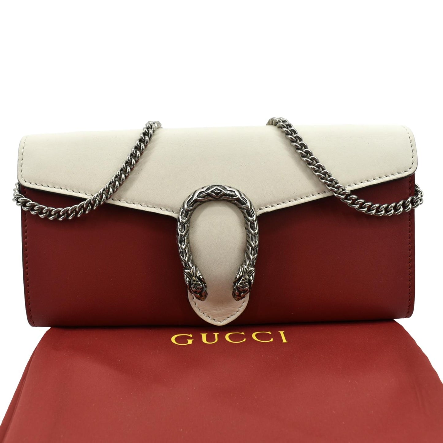 GUCCI Dionysus Leather Chain Clutch Red