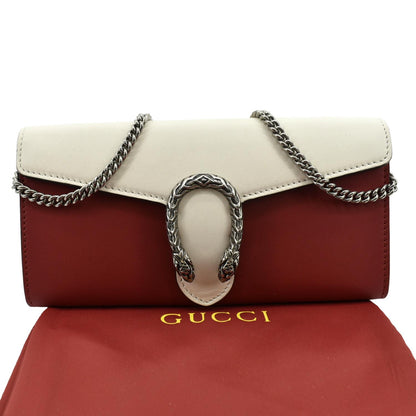 GUCCI Dionysus Leather Chain Clutch Red