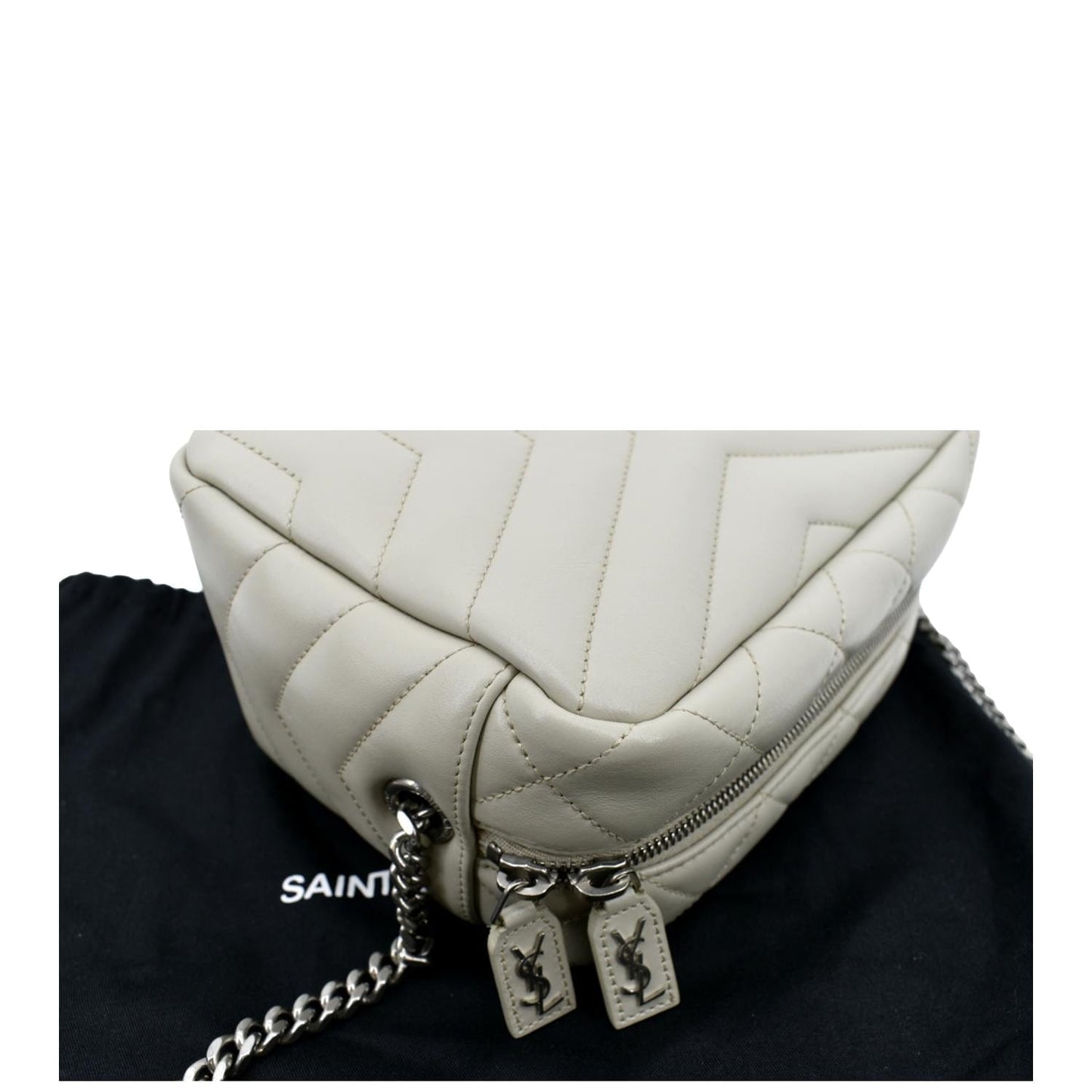 YVES SAINT LAURENT Loulou Y Small Calfskin Leather Crossbody Bag White