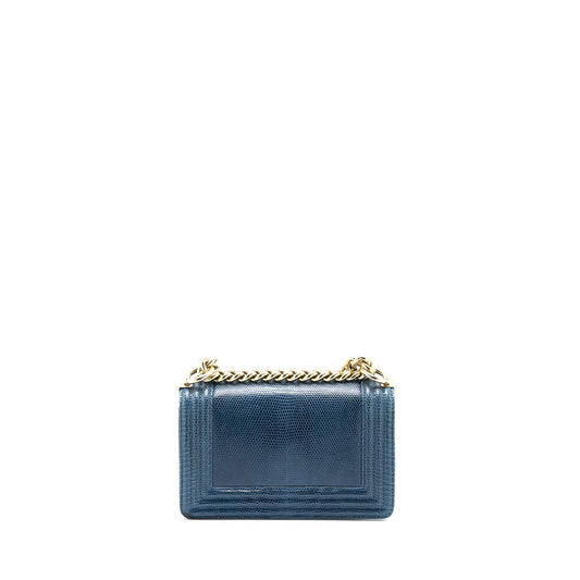 Chanel Small Boy Bag Lizard Dark Blue L
