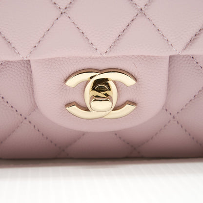 Chanel Medium Classic Double Flap Bag 21S Caviar Light Pink L
