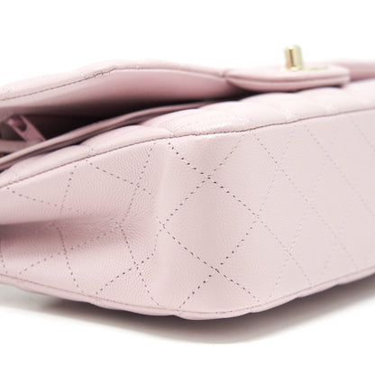 Chanel Medium Classic Double Flap Bag 21S Caviar Light Pink L