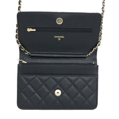 Chanel 23C Giant CC Logo Wallet on Chain Caviar Black L (Microchip)