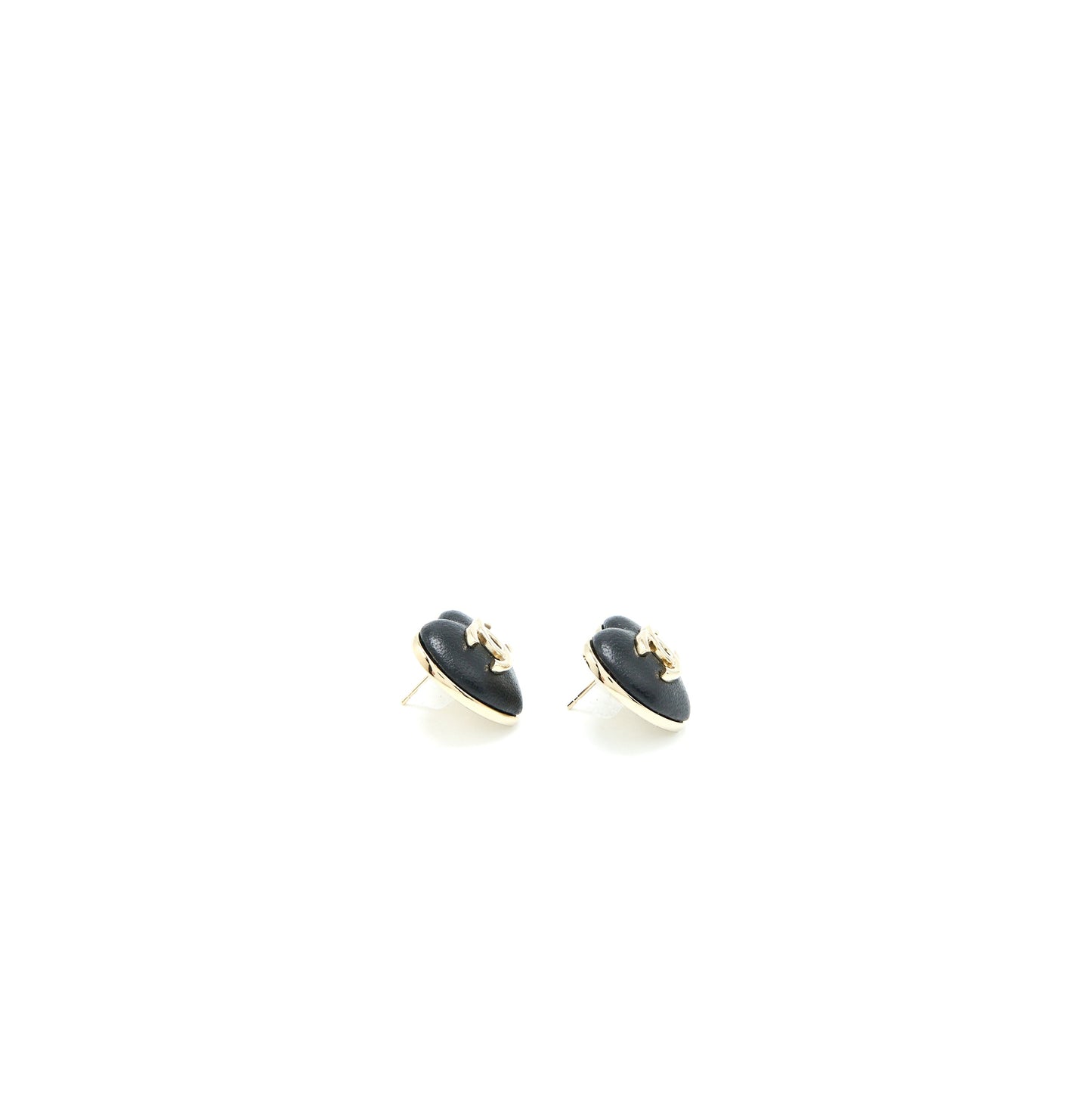 Chanel 22K CC Logo Heart Earrings Lambskin Light Gold Tone