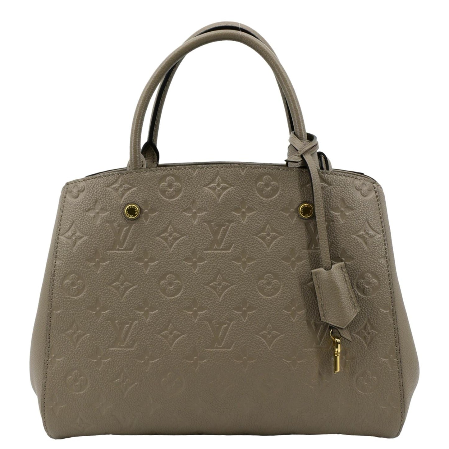 LOUIS VUITTON Montaigne MM Monogram Empreinte Shoulder Bag Tourterelle