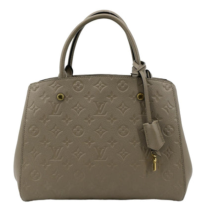LOUIS VUITTON Montaigne MM Monogram Empreinte Shoulder Bag Tourterelle