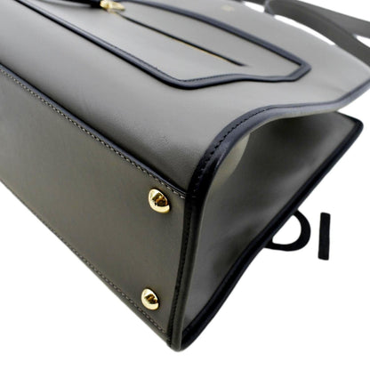 FENDI Runway Shopper Leather Tote Shoulder Bag Grey