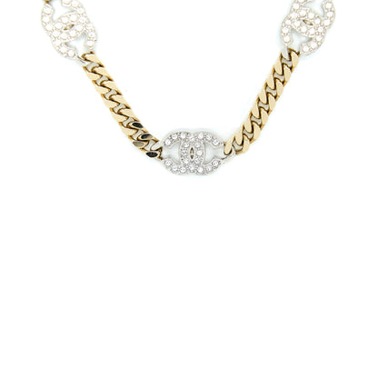 Chanel Crystal CC Logo Waist Chain Belt Light Gold Tone